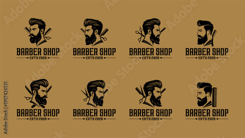 Traditional Barbershop Logo Collection for Men’s Grooming Salon