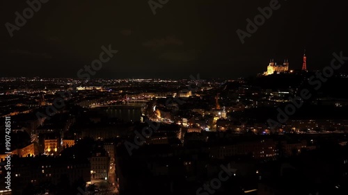 Night View of Lyon Cityscape