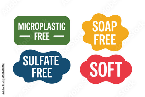 Microplastic Free and Sulfate Free Badges in Green and Blue