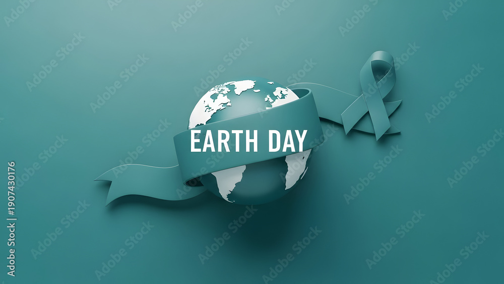 custom made wallpaper toronto digitalEarth Day Ribbon Around Globe, Environmental Awareness and Conservation Concept