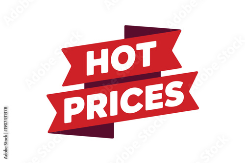 Red Ribbon Banner with White Text on White Background