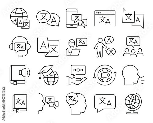 Language icon set.