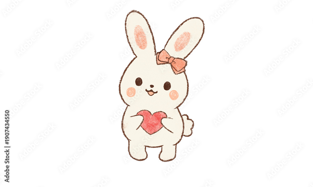 Fototapeta premium ハートを持ってるうさぎのイラスト