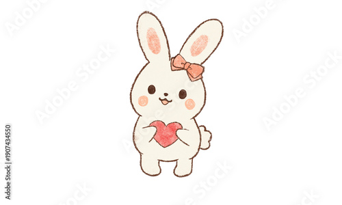 ハートを持ってるうさぎのイラスト