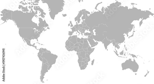 World map illustration in gray on white background.