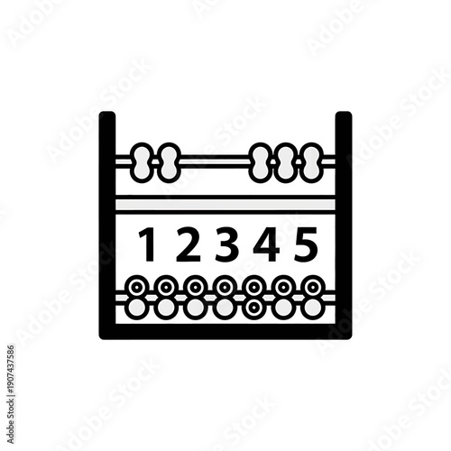 A 2D vector illustration of a traditional abacus with beads and numbers on its frame.
