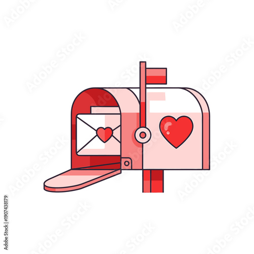 Love Letter Mailbox Icon with Heart and Envelope