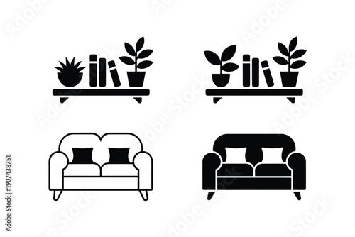 Minimalist Living Room with Sofa and Plants