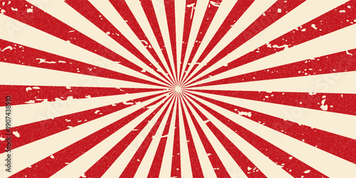 vintage japan red rising sun, sun ray vintage red rising sun background. vector illustration of a rising sun background with a grunge texture.eps.10.
