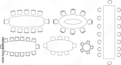 Set of technical vector drawings for architecture and interior design, featuring furniture layouts, electronics, and fireplaces