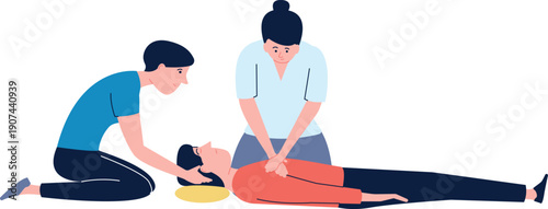 Cpr color icon. Heart massage rescue procedure