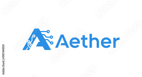 Aether logo with circuit board pattern inside letter A.