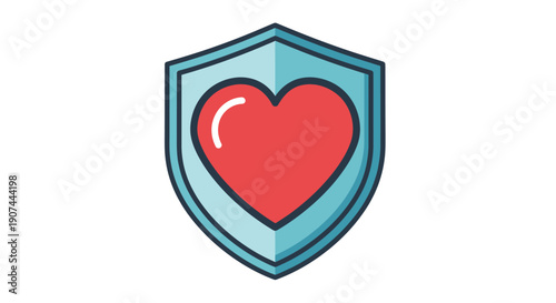 Heart Shield Icon Illustrates Health and Protection.