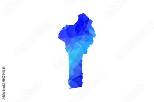 Benin map - Polygon Style Vector Illustration in Blue Gradient, Low Poly Geometric Design, Isolated on White Background, Perfect for Infographics, Education, and Modern Presentations.