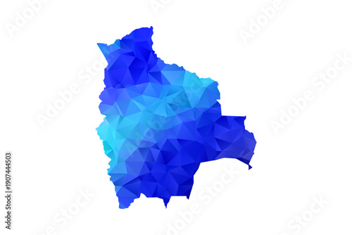 Bolivia map - Polygon Style Vector Illustration in Blue Gradient, Low Poly Geometric Design, Isolated on White Background, Perfect for Infographics, Education, and Modern Presentations.