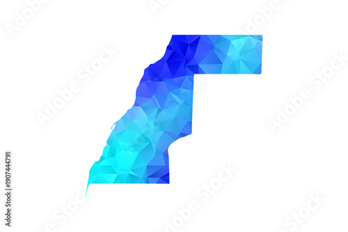 Western Sahara map - Polygon Style Vector Illustration in Blue Gradient, Low Poly Geometric Design, Isolated on White Background, Perfect for Infographics, Education, and Modern Presentations.
