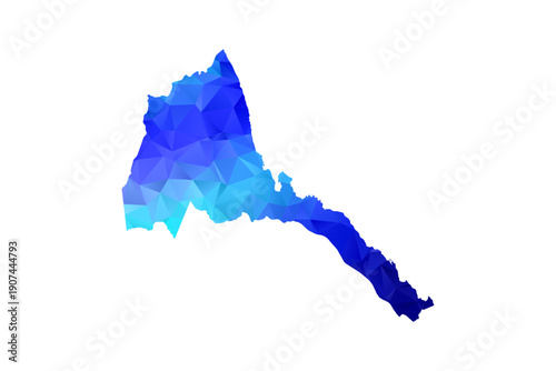 Eritrea map - Polygon Style Vector Illustration in Blue Gradient, Low Poly Geometric Design, Isolated on White Background, Perfect for Infographics, Education, and Modern Presentations.