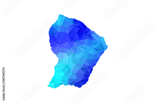 French Guiana map - Polygon Style Vector Illustration in Blue Gradient, Low Poly Geometric Design, Isolated on White Background, Perfect for Infographics, Education, and Modern Presentations.