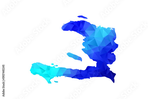 Haiti map - Polygon Style Vector Illustration in Blue Gradient, Low Poly Geometric Design, Isolated on White Background, Perfect for Infographics, Education, and Modern Presentations.