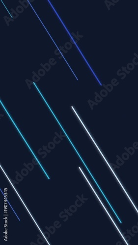 Glowing Lines Moving Diagonally Across Dark Background