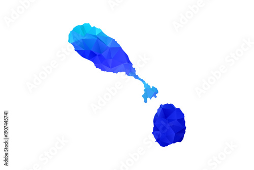 Saint Kitts and Nevis map - Polygon Style Vector Illustration in Blue Gradient, Low Poly Geometric Design, Isolated on White Background, Perfect for Infographics, Education, and Modern Presentations.