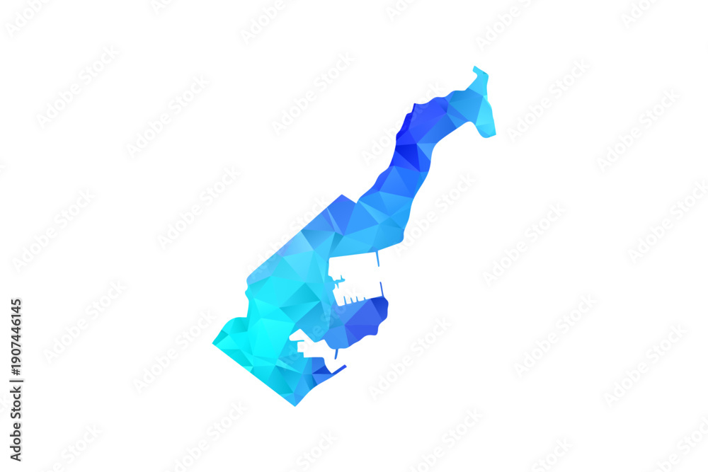 Naklejka premium Monaco map - Polygon Style Vector Illustration in Blue Gradient, Low Poly Geometric Design, Isolated on White Background, Perfect for Infographics, Education, and Modern Presentations.