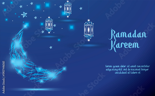 Ramadan Kareem Greeting Card Background with Islamic Ornament