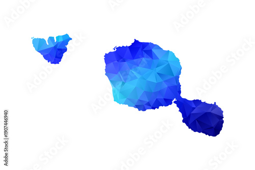 French Polynesia map - Polygon Style Vector Illustration in Blue Gradient, Low Poly Geometric Design, Isolated on White Background, Perfect for Infographics, Education, and Modern Presentations.
