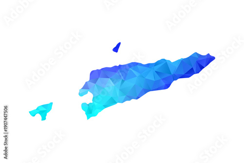 Timor Leste map - Polygon Style Vector Illustration in Blue Gradient, Low Poly Geometric Design, Isolated on White Background, Perfect for Infographics, Education, and Modern Presentations.
