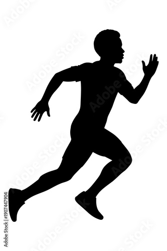 Silhouette of athletic man sprinting quickly during intense track and field race