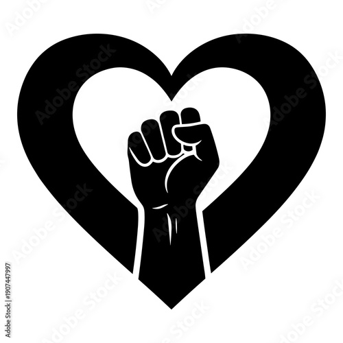 Black power fist design symbolizing love solidarity and social justice movements