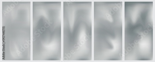 set Silver foil background with metal mirror texture. Chrome gradient surface with light gloss simple abstract