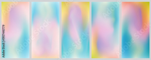 set Soft Gradient Background with Pastel Colors in Smooth Blurry Transitions. Blurred light fuzz colorful gradient background. Vector soft horizontal backdrop