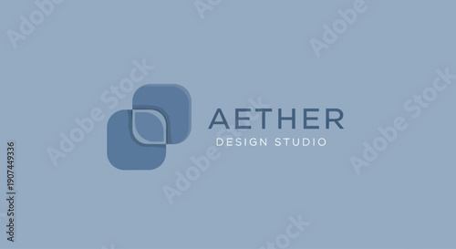 Aether Design Studio Logo with Overlapping Rounded Squares.