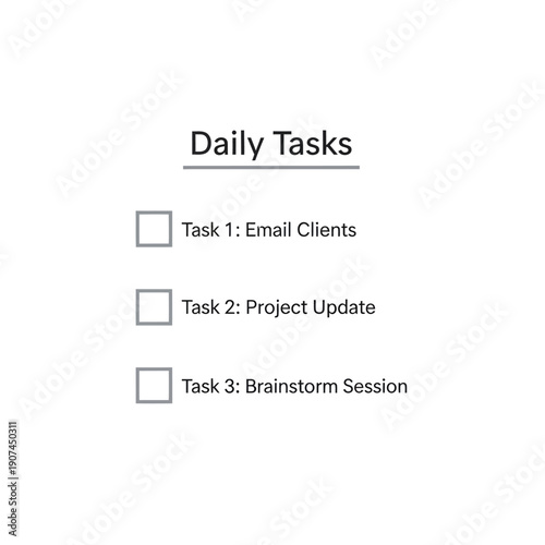 Daily Tasks To-Do List With Checkboxes for Email Clients, Project Update, and Brainstorm Session