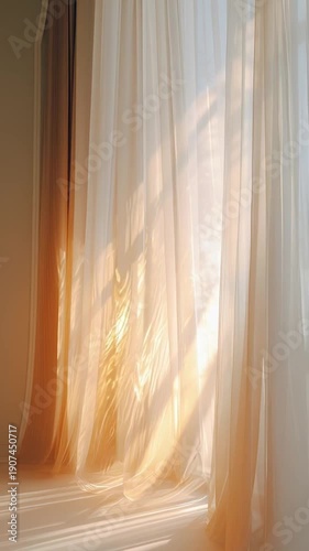 Soft Light Filtering Through Sheer Window Curtains.