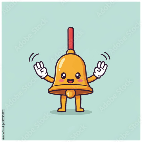 Cartoon Bell Character with Outstretched Arms.