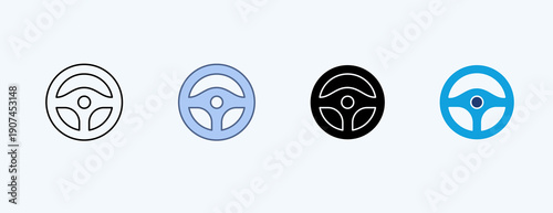 Steering Wheel Multiple Icon Illustration Vector