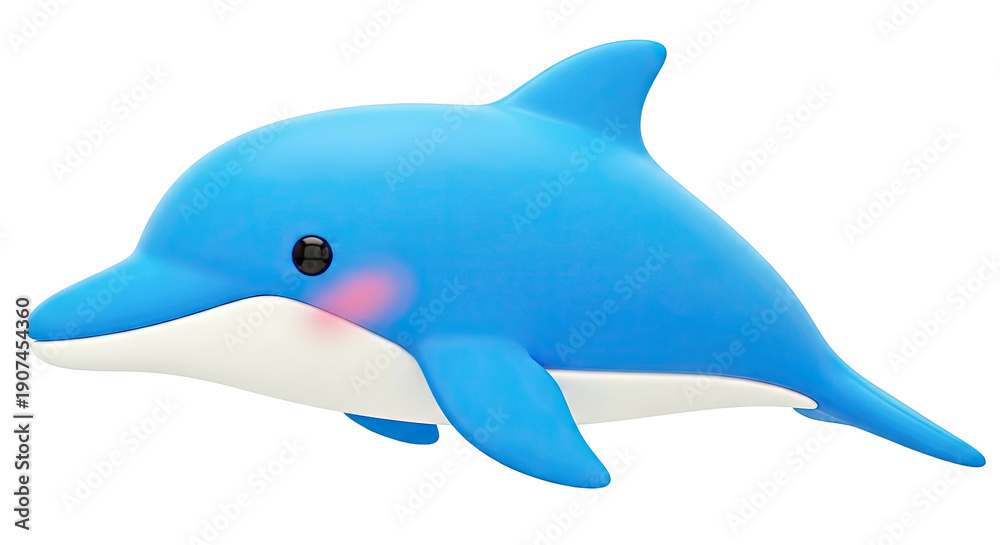 Obraz premium Cute Blue Dolphin 3D Render