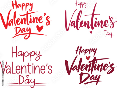 Happy Valentine's Day Lettering Set
