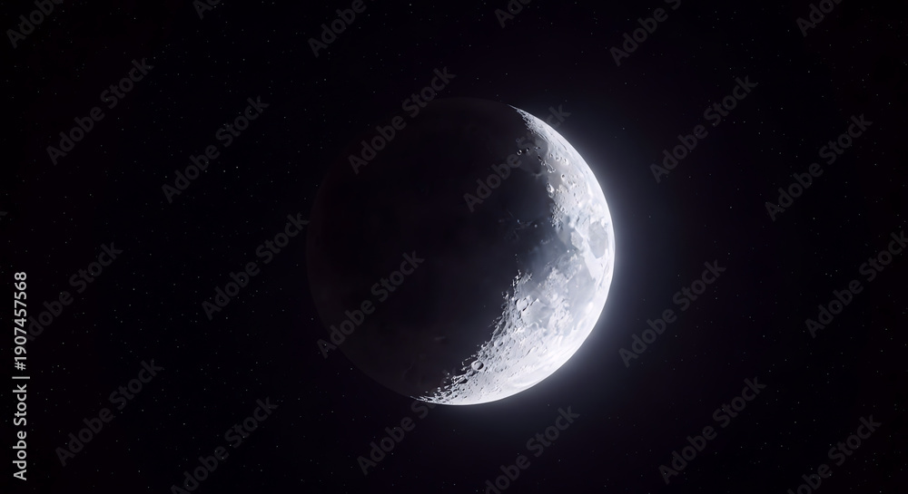 Fototapeta premium Crescent Moon in Dark Space