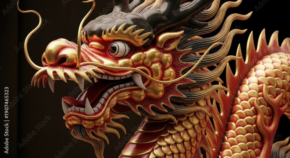 Fototapeta premium Golden Dragon Statue