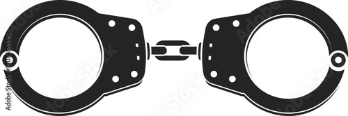 Police handcuffs silhouette vector illustration isolated security arrest concept law enforcement equipment crime justice metal restraint symbol design