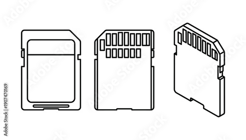 Sd card icon set vector illustration isolated on transparent background in simple style