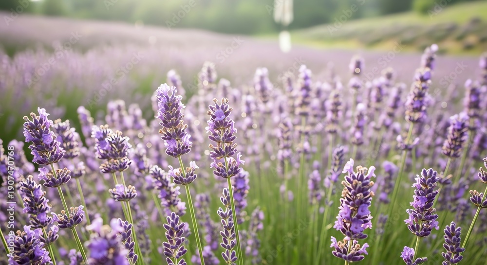 Obraz premium Lavender field with purple flowers in summer