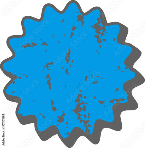 Distressed Starburst Badge Sticker Seal Grungy Blue Design Element