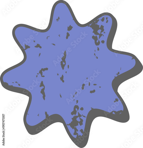 Grunge Starburst Badge Distressed Very Peri Color Vector