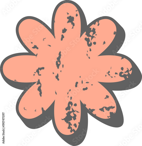 Retro Grunge Flower Sticker Vector Design Element