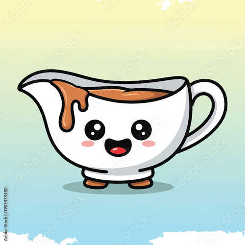 Cartoon Teapot Character with Coffee Inside.