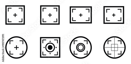 Collection of target sight crosshair icons isolated on transparent background for vector art